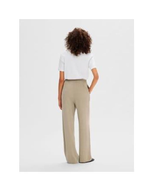 SELECTED Natural High-waisted Trousers Linen Mix 34