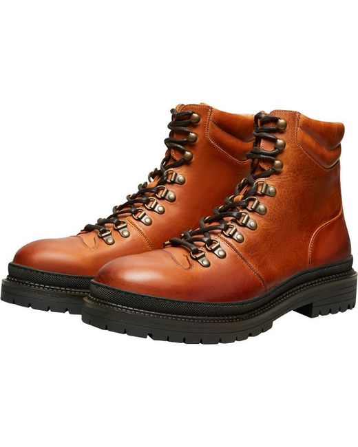 SELECTED Brown Leather Boot Cognac