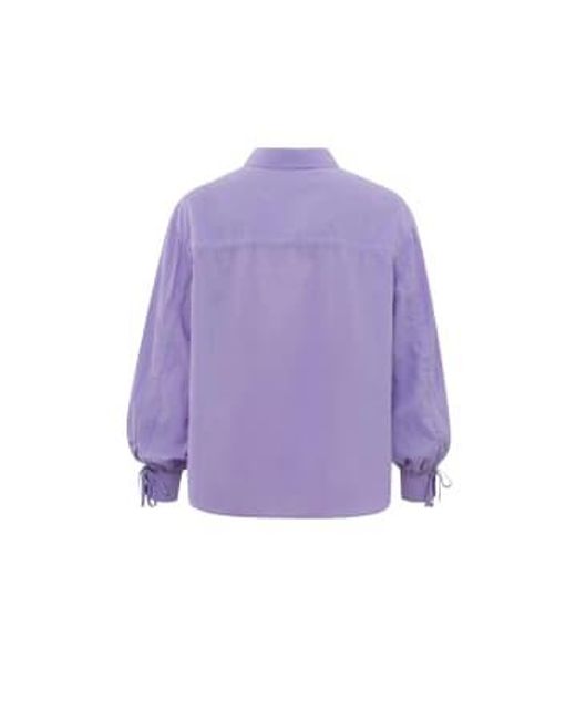 Yaya Purple Oversized Blouse With Long Puff Sleeves Collar