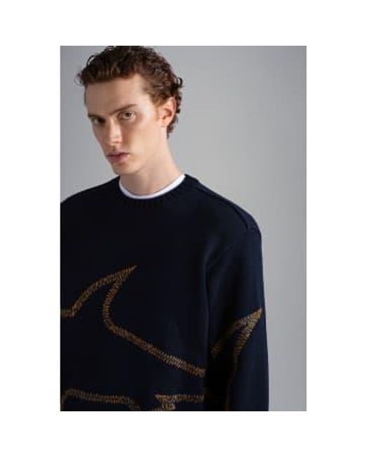 Paul & Shark Blue Cool Touch Knitted Sweatshirt Medium for men