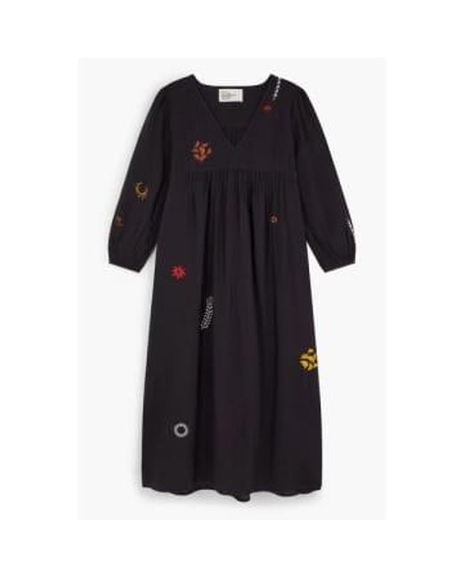 Leon & Harper Black Romaine Brod Dress Xs