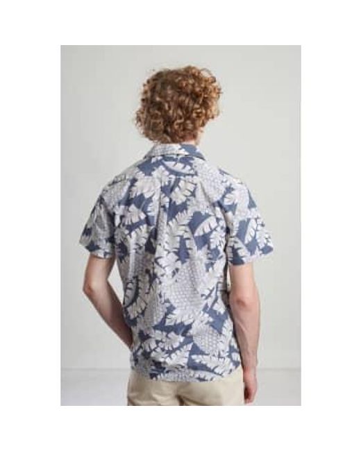 Lexception Paris Blue And Grey Printed Short Sleeve Shirt In Japanese Cotton di L'Exception Paris da Uomo