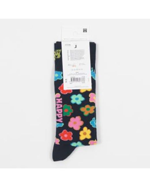 Chaussettes fleurs en marine et multiples Happy Socks en coloris White
