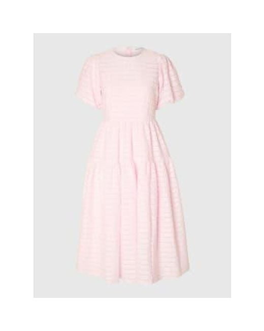 Balloon Sleeved Midi Dress Light di SELECTED in Pink