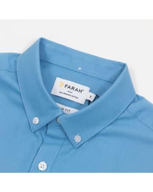 Farah Blue Brewer Short Sleeve Shirt for men