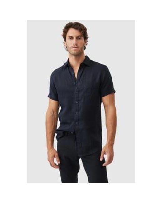 Rodd And Gunn Palm Beach Short Sleeve Linen Shirt In Midnight Lp6266 di Rodd & Gunn in Blue da Uomo