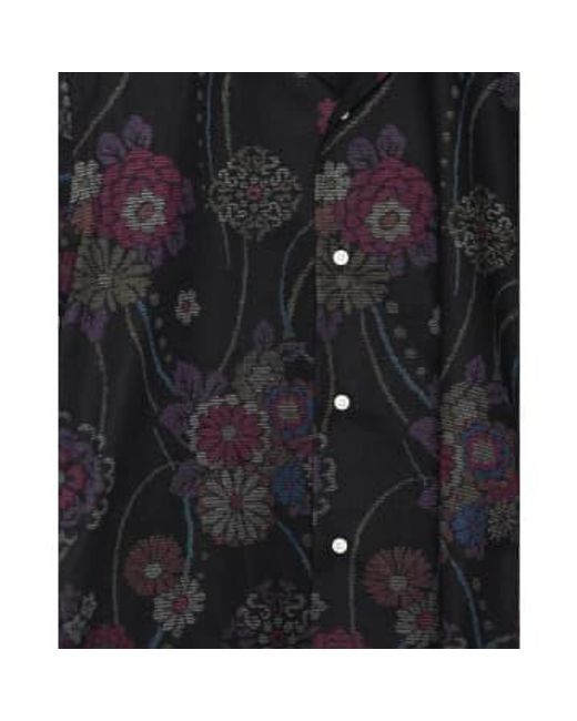 Gitman Brothers Vintage Black Vintage Camp Shirt Floral Bark Cloth S for men