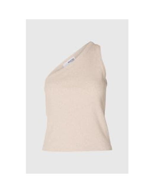 Oatmeal Anna One Shoulder Top di SELECTED in Multicolor