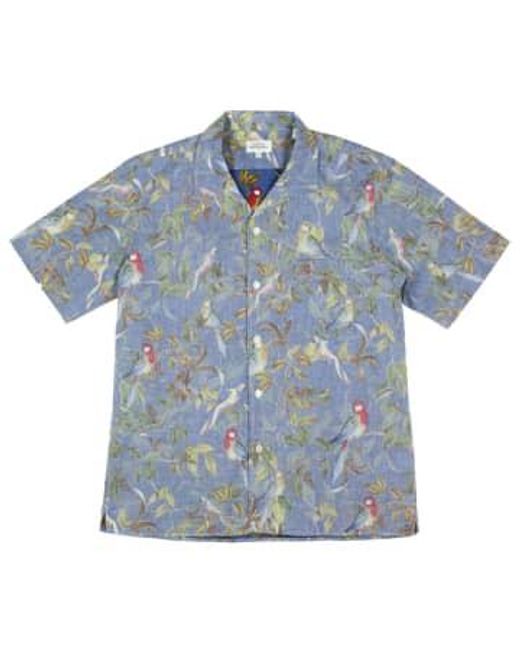 Hartford Palm mc bird print kurzarm shirt multi in Blue für Herren