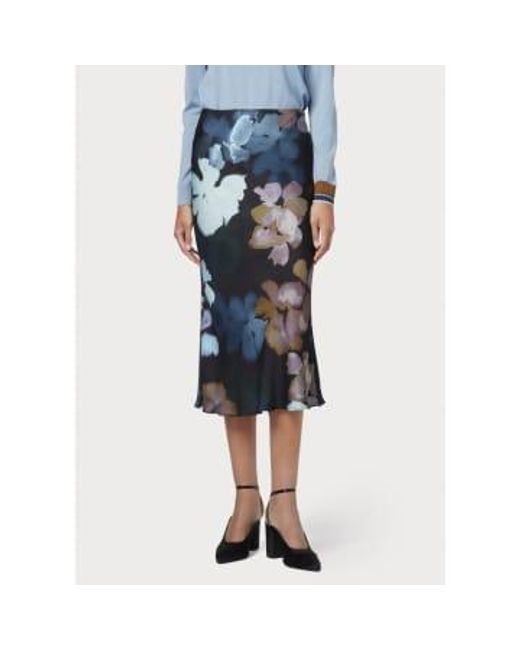 Paul Smith Blue Natures Floral Slim Skirt Size: 14, Col: Navy 14