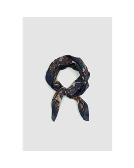 Foulard carré laine-soie imprimé licorne marine Drake's en coloris Black