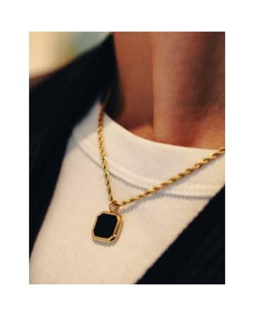 Nordic Muse Black Rope Chain Pendant Necklace, Waterproof Stainless Steel