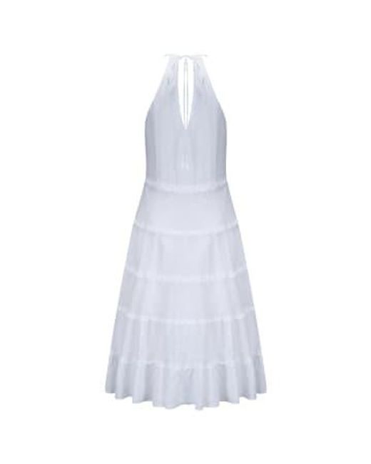 120 Halter Neck Dress In White di 120% Lino