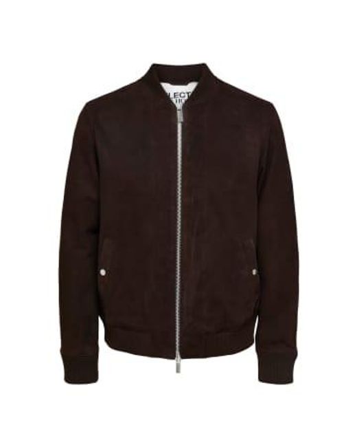 SELECTED Black Archive Bomber Suede Jacket S for men