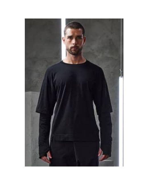 Mens Cotton Jersey Oversize T Shirt With Double Sleeve di Transit in Black da Uomo
