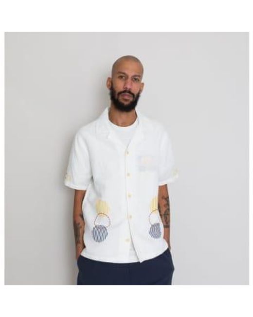 Ss Soft Collar Shirt Sun Embroidery di Folk in White da Uomo