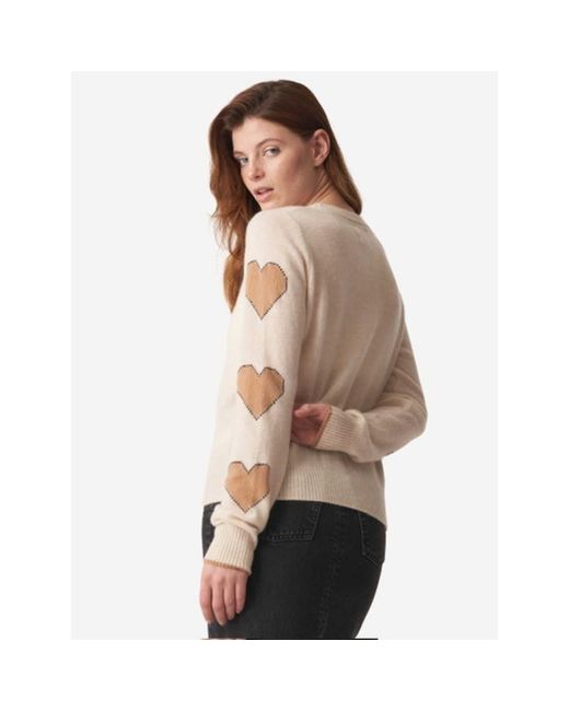 Brodie Cashmere Natural Heart Sleeve Crew Cashmere Jumper