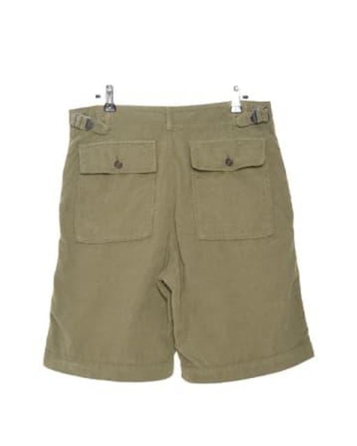 Universal Works Green Fatigue Short Summer Cord Bright Olive P26021 38 for men