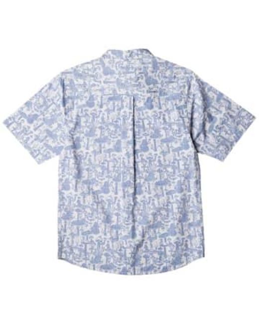 Kavu Blue Topspot Short Sleeve Shirt Mushroom Est Small for men