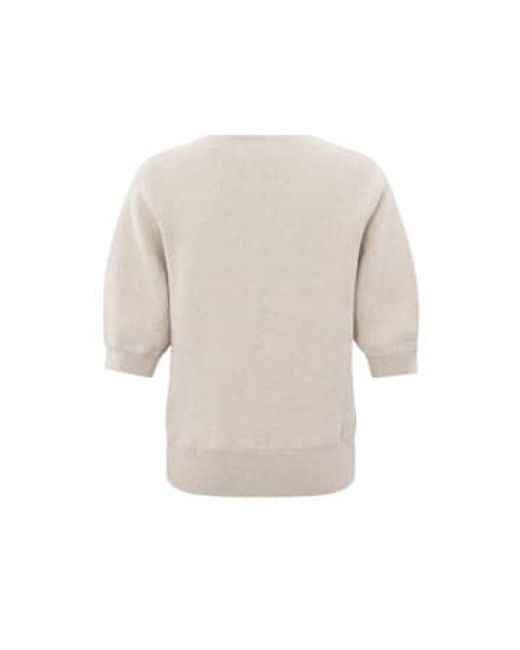 Yaya White Soft Sweater With V Neck And Half Long Sleeves