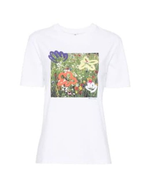 Paul Smith White Wildflowers Cartoon Graphic T-shirt Col: 01 , Size: L