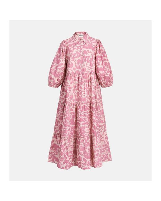 Essentiel Antwerp Pink Boobie Stufen Maxi Kleid