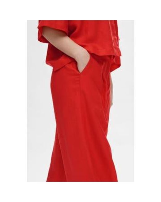 Pantalones lino anchos llama scarlet lyra SELECTED de color Red