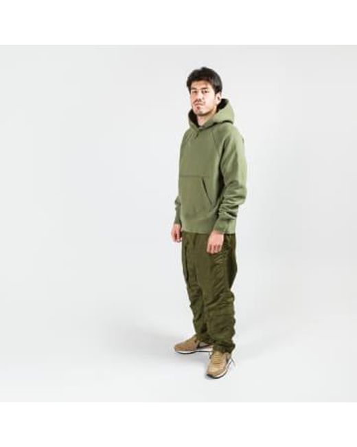 Engineered Garments Green Raglan Hoody Olive Cotton Heavy Fleece S for men