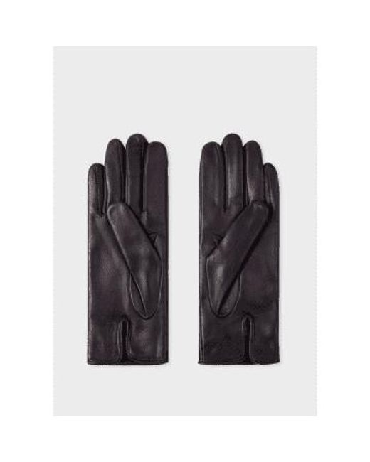 Paul Smith Blue Leather Gloves With Swirl Stitch Detail Size: L, Col: Navy L