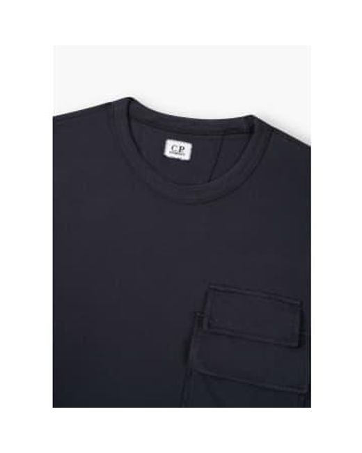 C P Company Herren 20/1 Jersey-Klappen-Taschen-T-Shirt in totaler Sonnenfinsternis in Black für Herren