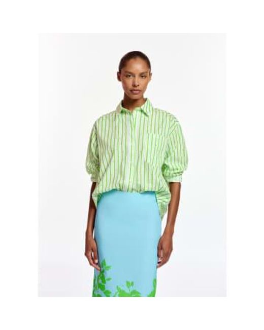 Essentiel Antwerp Green Fevertree And White Shirt With Embroidery Cotton