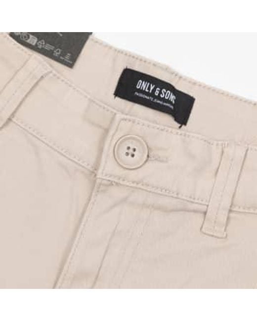 Only And Sons Only And Sons Cargo Shorts In Light di Only & Sons in Natural da Uomo