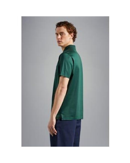 Paul & Shark Green Cotton Jersey Polo Shirt With Embroidered Logo Small for men
