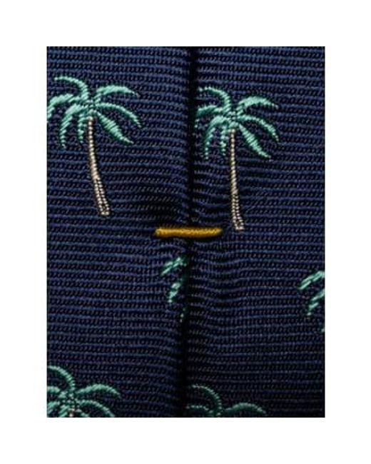 Eton of Sweden Blue Navy Palm Tree Silk Tie 10001082028 One Size for men