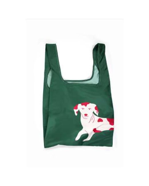 Reusable Medium Shopping Bag Dog di Kind Bag in Green