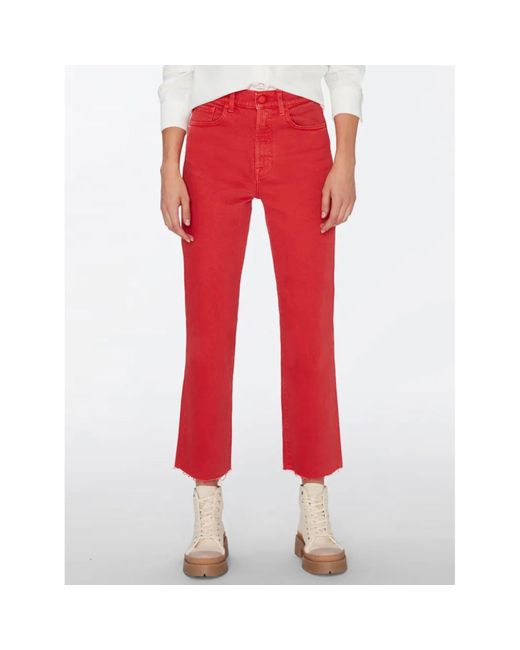 7 For All Mankind Very Berry Raw Cut Hem Logan Stovepipe Jeans in Red Lyst