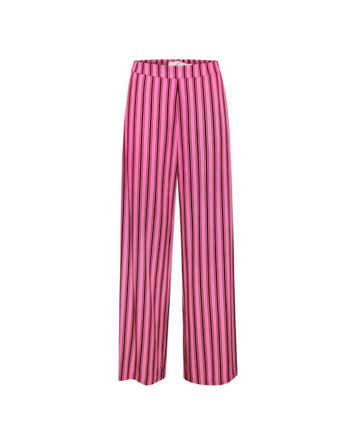 Ichi Red Super Pink Palazzo Pant With Elasticated Waist