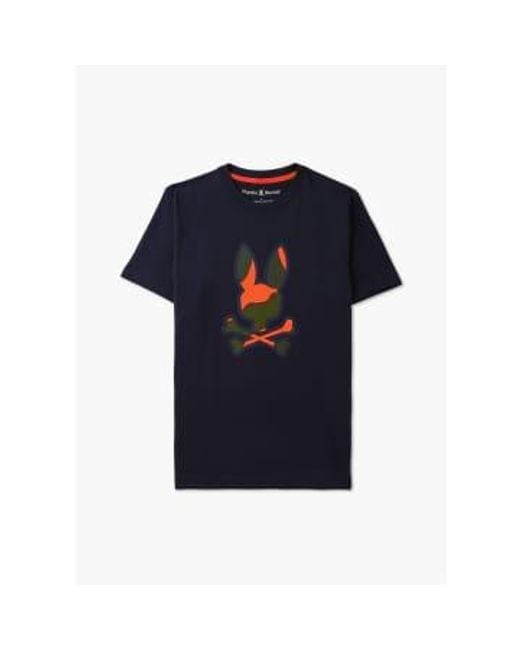 Mens Plano Camo Print Graphic T Shirt In di Psycho Bunny in Blue da Uomo