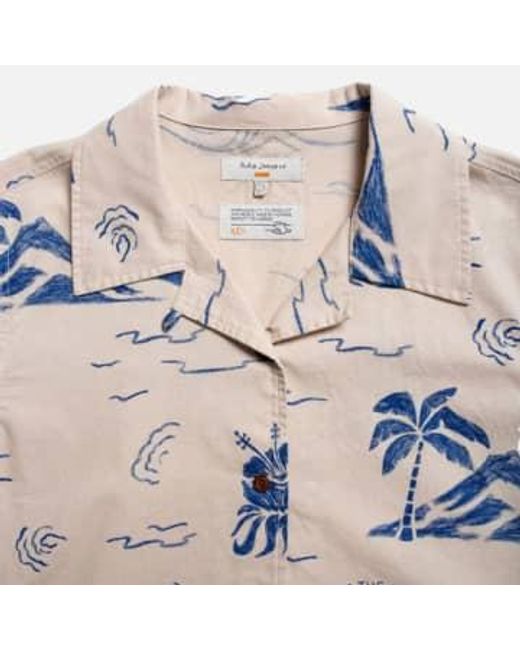 Moa Waves Hawaii Shirt Ecru Nudie Jeans de color Blue