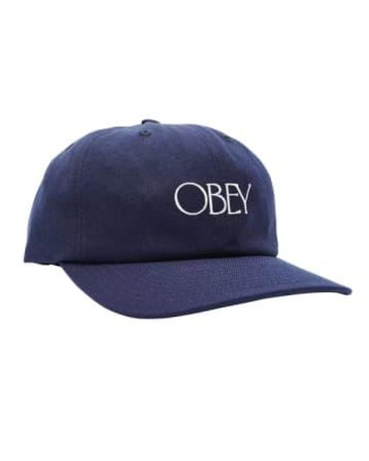 Obey Blue Bishop 6 Panel Strapback Cap for men