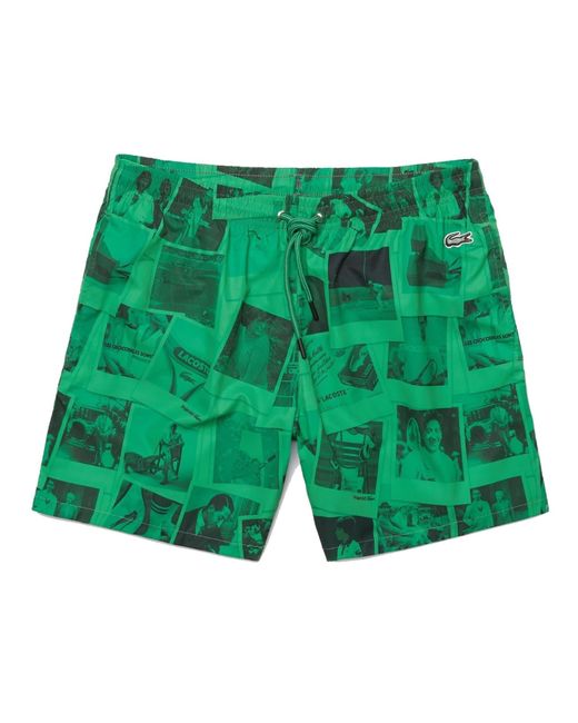 X Maillot Bain Imprimé Polaroid Vert & Noir Lacoste pour homme en coloris Green