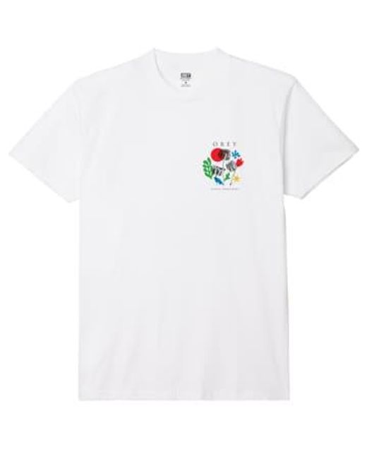 T-shirt ciseaux papiers fleurs Obey pour homme en coloris White