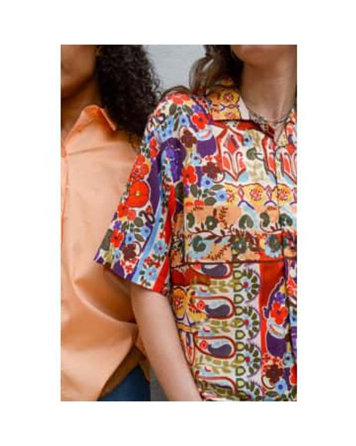 Wax London Orange Didcot Abstract Tile Print Shirt Xs
