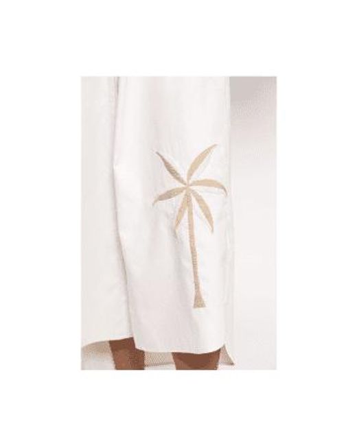 Sundress White Regina Palm Tree Embroidered Tie Waist Dress Size: M/l, Col: M/l