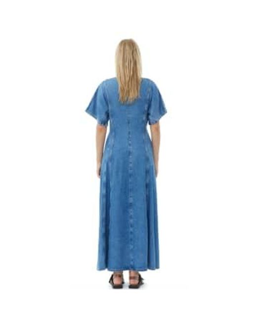 Ganni Blue Future Denim Maxi Dress 32 / Mid Stone Female