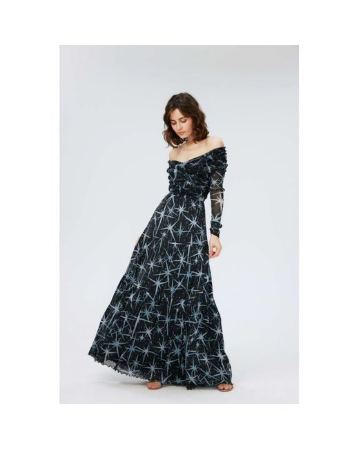 Diane von Furstenberg Stassi Blue Magic Stars Maxi Dress Size: S, Col:
