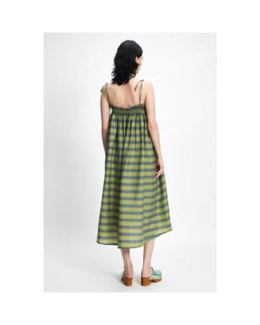 Rita Row Green Gary Stripes Midi Dress Xs/s