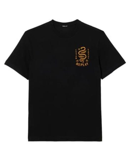 T-shirt serpent garage personnalisé Replay pour homme en coloris Black