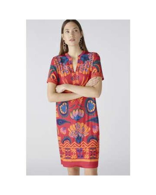 Tropical Print Tunic Dress di Ouí in Red