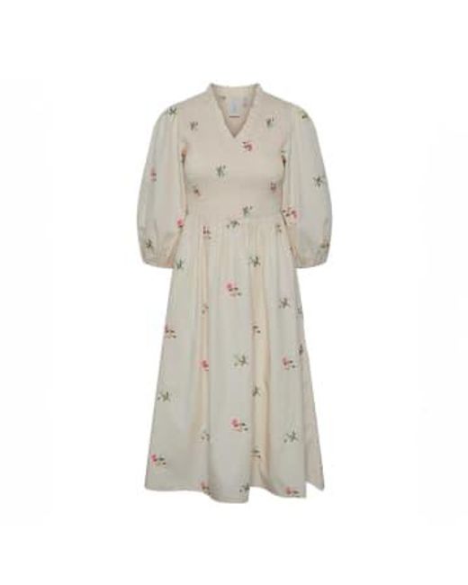 Y.A.S Natural Embroidered Flower Dress Xs